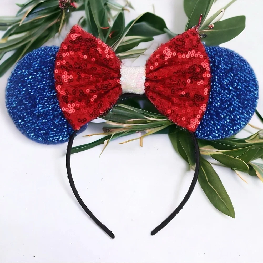 Sparkling Red White and Blue Mouse Ears with 5